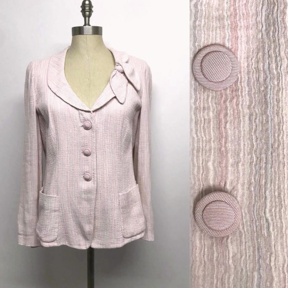 ❌❌SOLD❌❌ ARMANI Collezioni Pink Striped Jacket 10 - Picture 3 of 8